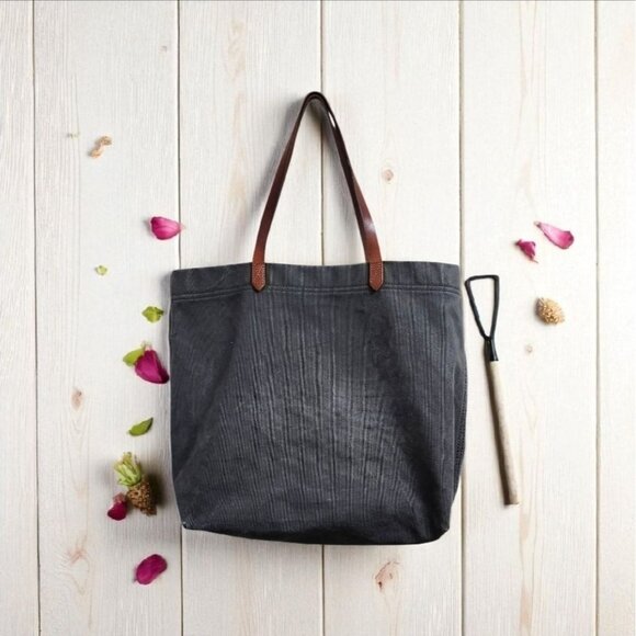Madewell Gray Tote Bag with Leather Handles - Picture 1 of 14